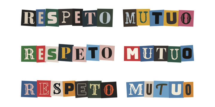 Respeto mutuo en letras de recortes para campa&ntilde;as contra el acoso escolar y diversidad social