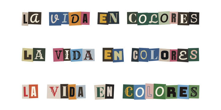 Frase la vida en colores estilo collage vintage para terapia artistica y bienestar emocional