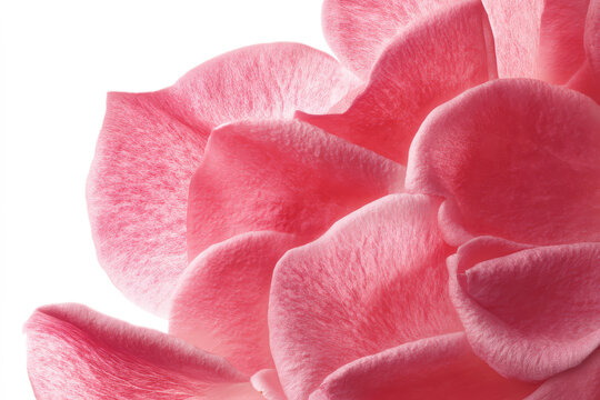 Close Up of Soft Pink Rose Petals Overlapping on a White Background High Resolution Stock Photo Digital Image Photography
