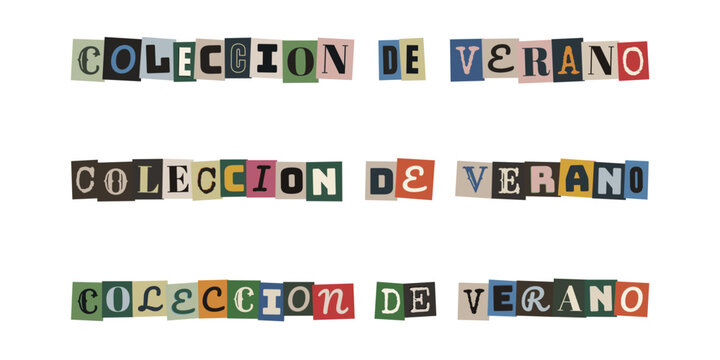 Letras recortadas de revistas formando la frase coleccion de verano estilo fanzine