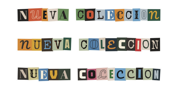 Frase Nueva Coleccion en Estilo de Nota de Rescate Recortada de Revista