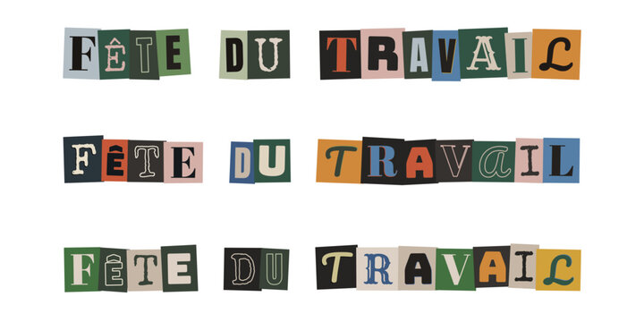 Texte F&ecirc;te du Travail style collage r&eacute;tro lettres d&eacute;coup&eacute;es pour r&eacute;seaux sociaux et militantisme