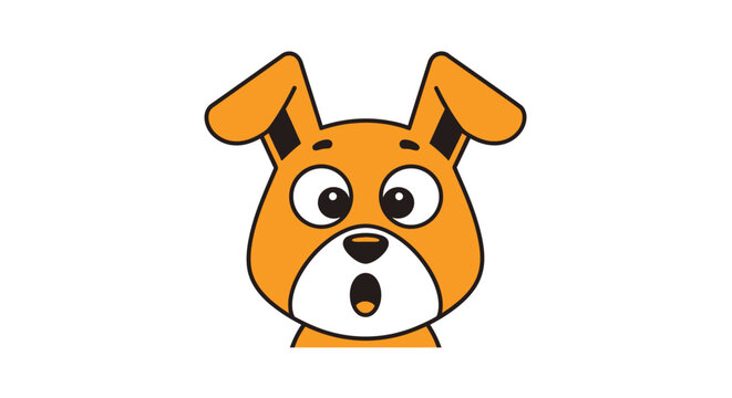 Surprised Cartoon Dog Face Closeup.