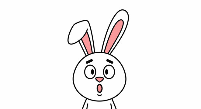 Surprised cartoon rabbit face expression.