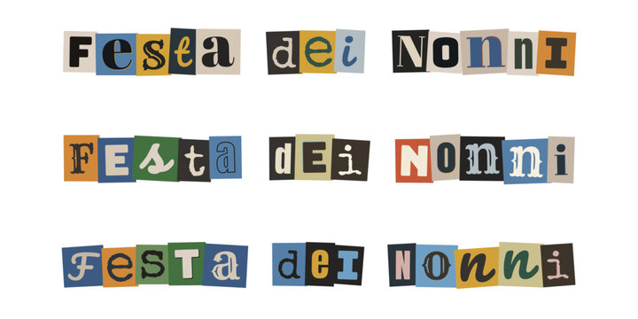 Scritta Festa dei Nonni in stile collage ritagli di giornale vintage