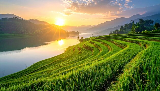 Rice terrace sunset