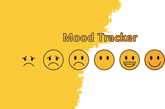 Mood tracker displays a collection of emotional states using circular icons.