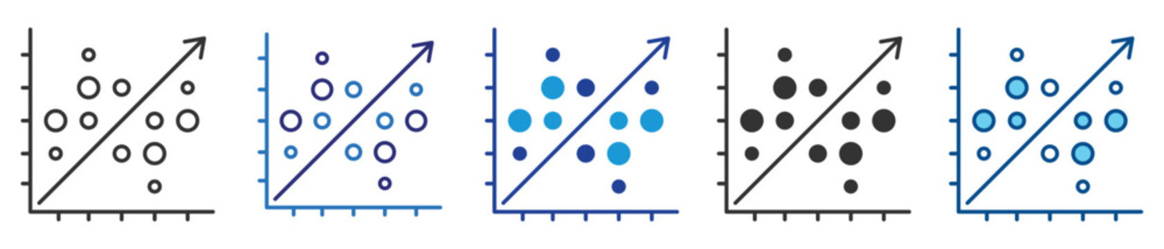 Data trend analysis icon set in multiple style