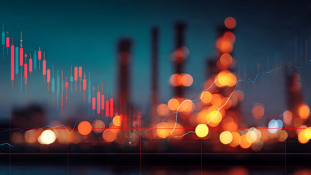 Dramatic bokeh lights and stock charts, showcasing market volatility and financial trends, suitable for investment reports, economic articles, and trading platforms