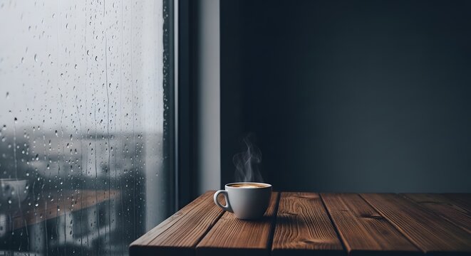 Cozy Rainy Weekend at Home with Hot Coffee by the Window