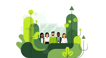 Fototapeta premium Multicultural Corporate Team Portrait in Eco Friendly Green Setting