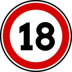 Speed limit sign of 18 kmh, Circle speed limit 18 sign vector © Oualid