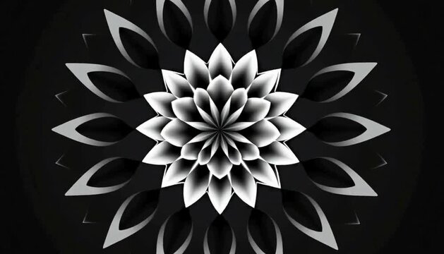 万華鏡のようなモノトーンの花紋背景 CG