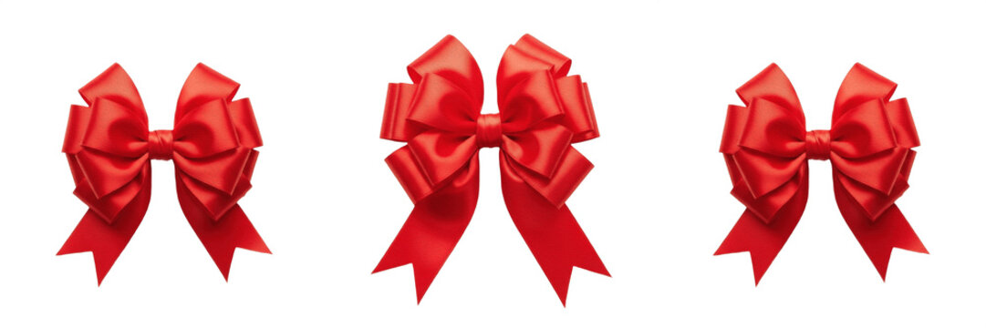 Large Red Decorative Gift Bow Satin Ribbon Anniversary Christmas Isolated Transparent Background 3D Render PNG