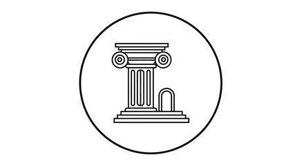 Ancient Greek Ionic column icon representing classical architecture and historical structures. © siti