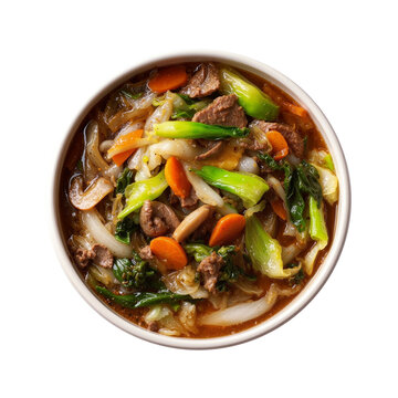 bowl of chop suey stir fry isolated on transparent background - design element cut-out object