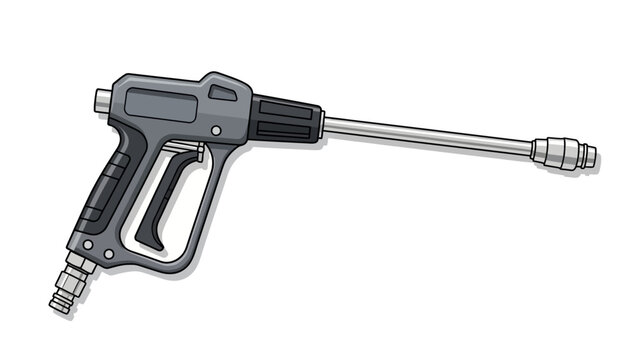 Illustration of a grey pressure washer spray gun for cleaning.