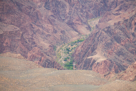 Aerial view of Phantom Ranch, Grand Canyon National Park, Arizona