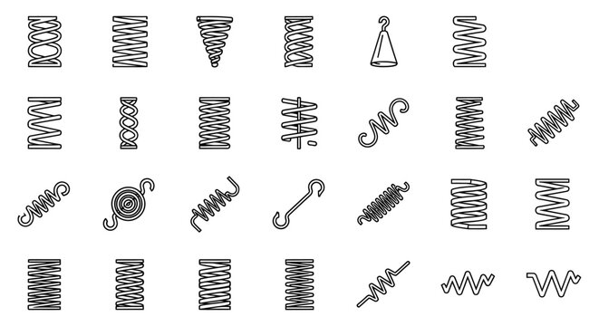 collection of various types of spring coils and wires in line art