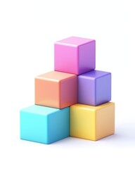 Fototapeta premium Stacked Colorful Cubes: An arrangement of brightly colored cubes, forming a visually appealing and playful stack that sparks imagination and creativity. 
