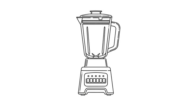 Simple Line Art Drawing of a Modern Kitchen Blender Appliance.