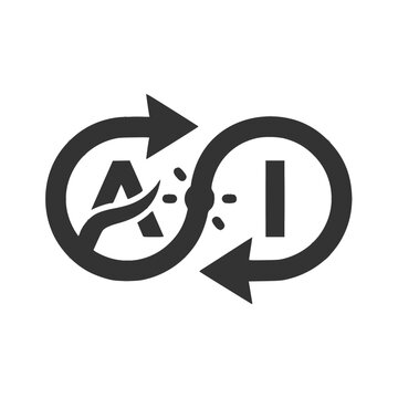 AI Language Translation Cycle Arrow Icon Simple Flat Design Multilingual Communication Symbol