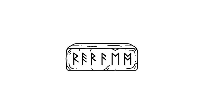 Ancient Rune Stone with Etched Symbols and Mysterious Markings.