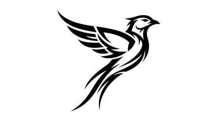 Fototapeta premium Black and white bird flying right.