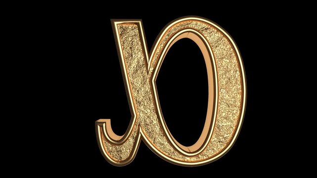 Gold alpha symbol greek letter 3d render transparent background metallic luxury ideal for science, mathematics, finance, and branding.