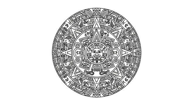Aztec Calendar Stone Ancient Symbol.