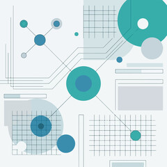 Fototapeta premium Modern Technology Abstract Background with UI Elements and Data Visualization Lines .eps