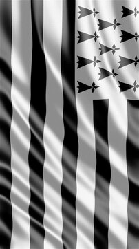 Brittany flag waving in the wind. Breton identity culture regional heritage in France. News cultural documentaries educational travel web banners related to Brittany and Western Europe.