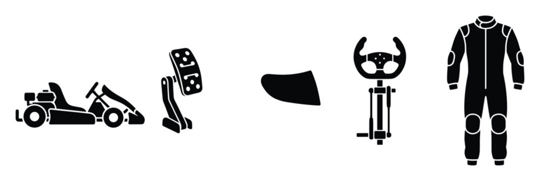 Karting equipment and race wear set for racing sport activity and simulator game display