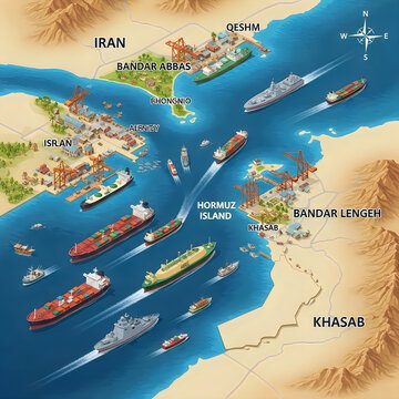 Strategic Shipping Routes, Persian Gulf Map, Maritime Trade, Naval Vessels