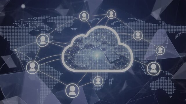 Cloud Computing: Seamless data connectivity, a conceptual image of a cloud with interconnected nodes, symbolizing the worldwide network.