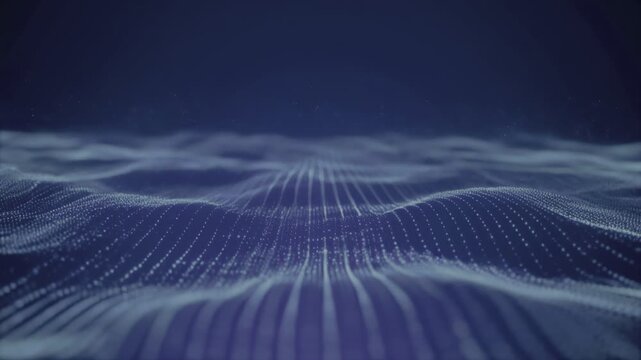 Digital Serenity: A mesmerizing, high-tech digital rendering depicting flowing, wave-like forms of interconnected light.