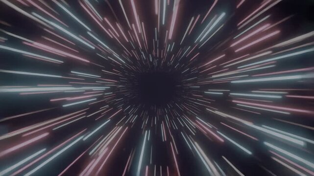 Cosmic Tunnel: A mesmerizing tunnel of light streaks, offering a glimpse into the depths of a cosmic void, evoking a sense of rapid movement and interstellar travel.