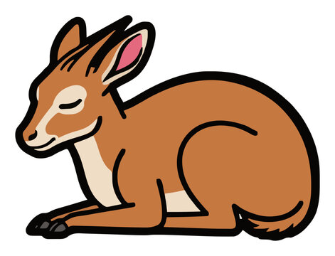 Sleeping dik-dik antelope side view vector. Generative AI