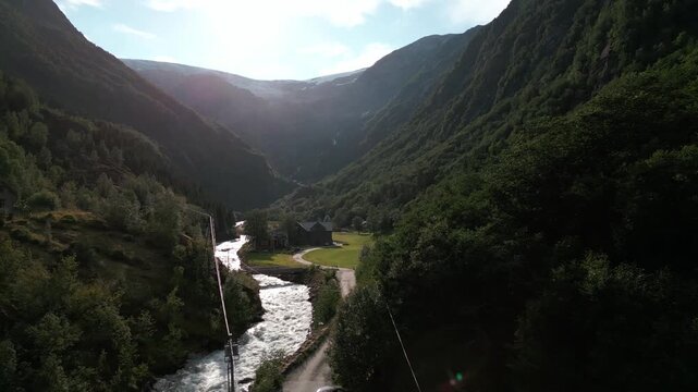 Buarbreen glacier in summer in Norway