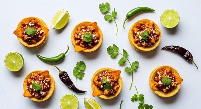 A vibrant display of tostadas with fresh ingredients for Cinco de Mayo