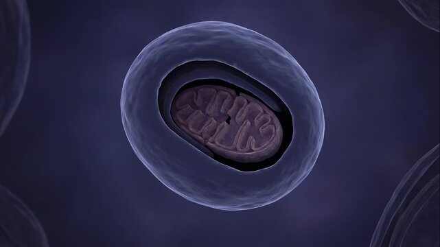 Cinematic microscopic view illustrating the initial stages of MITOPHAGY, a vital cellular mechanism for mitochondrial quality control and cellular health