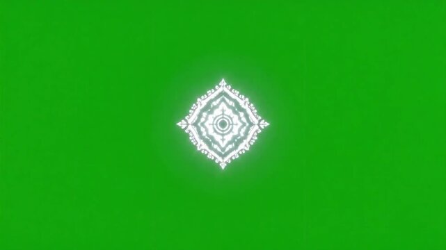 Green screen fractal light cascade explosion symmetric recursive decorative pattern creating energetic feeling wonder mystery