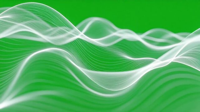 Green screen holographic wave fabric simulation flexible abstract movement fluid flowing motion peaceful energy pattern smooth