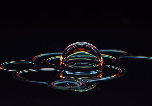 A mesmerizing interplay of distorted light and vibrant color creating an unsettling mirrored liquid surface texture and abstract background art, pattern, energy, wavy