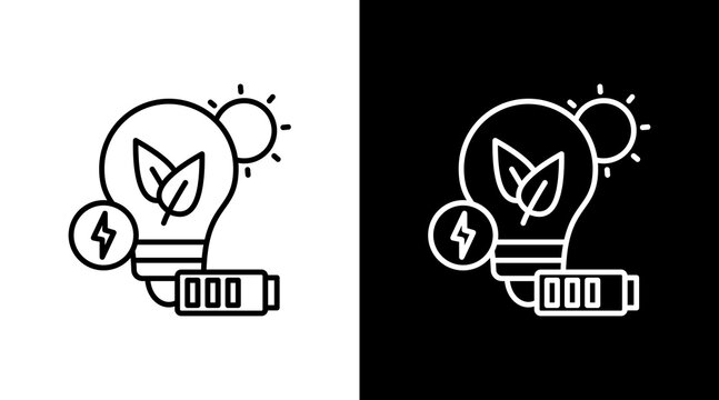 Energy Saving Outline White Icon Set Design