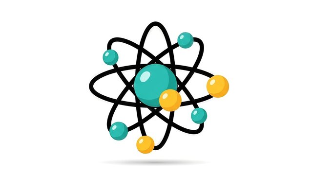 Atom Icon with Orbiting Electrons, Science Symbol, Minimalist Design