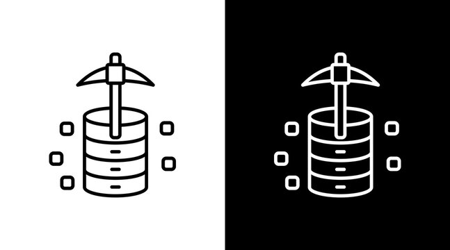 Data Mining Outline White Icon Set Design
