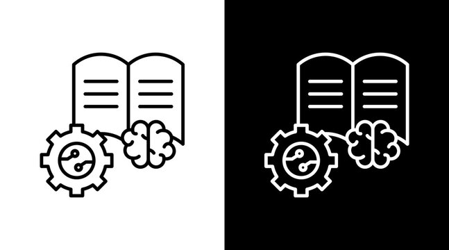Machine Learning Outline White Icon Set Design