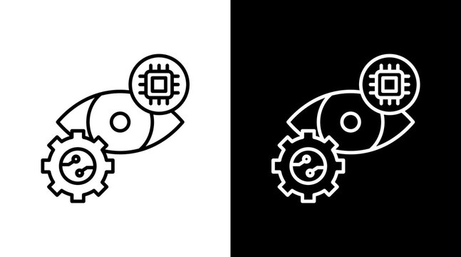 Machine Vision Outline White Icon Set Design
