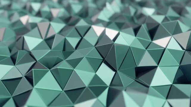 Green 3D geometric shapes background texture.